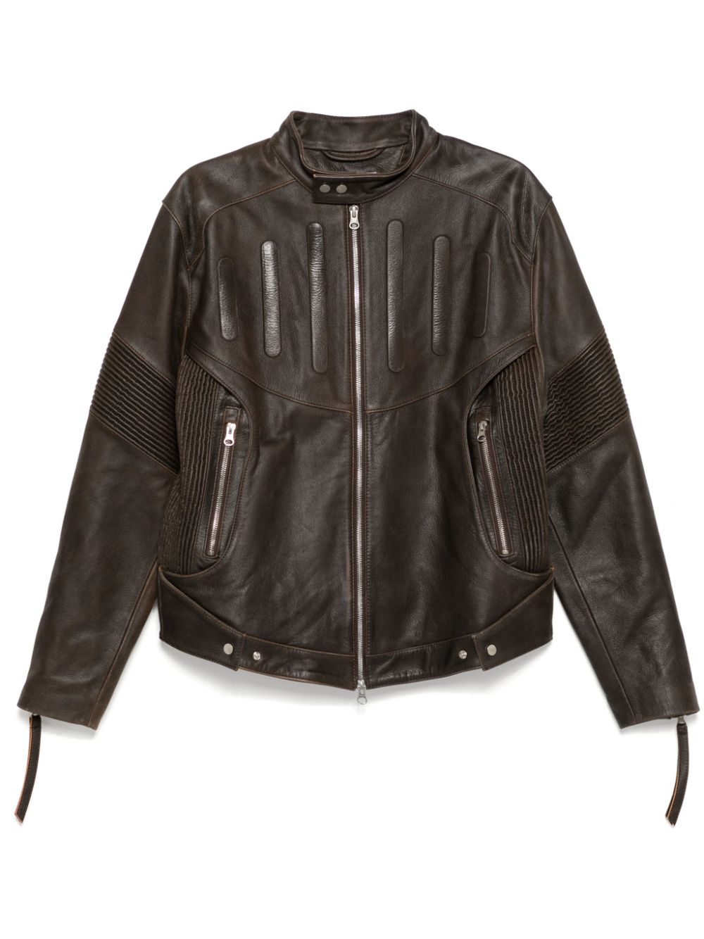 Embossed Leather Biker Jacket