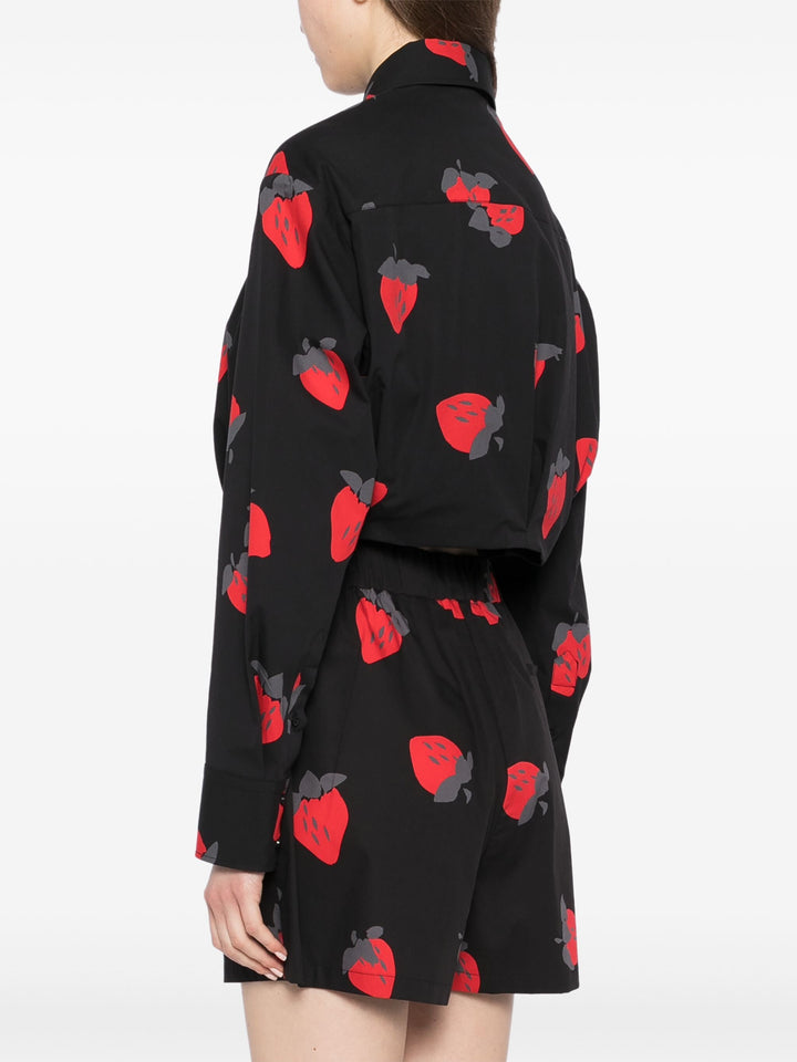 Strawberry Print Cropped Shirt