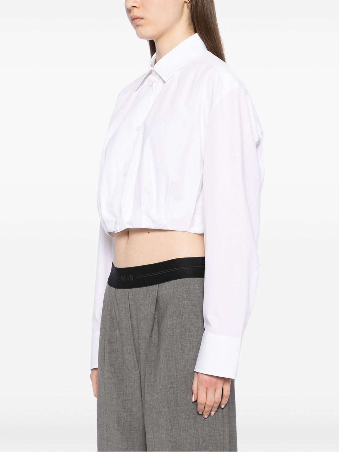 Cropped Shirt With Elastic Waist