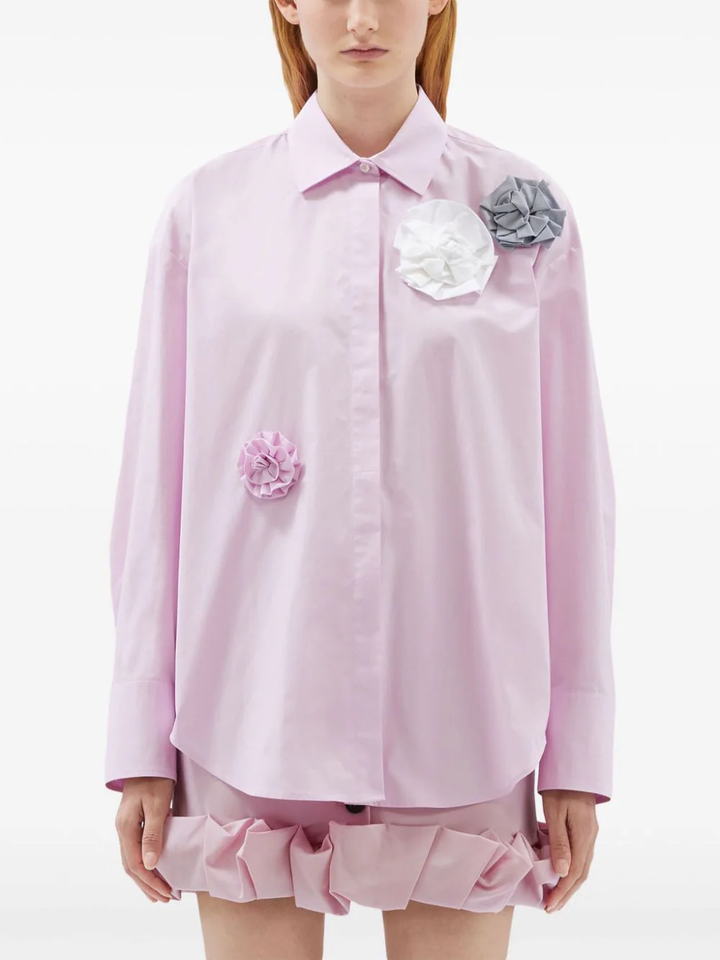 Shirt With Flowers Embellishment