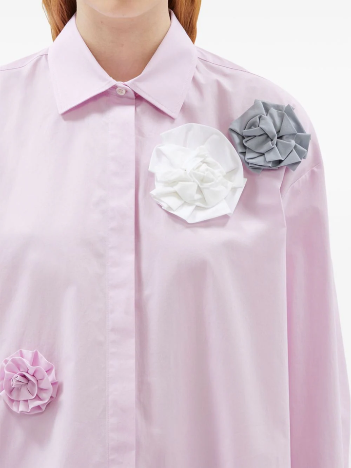 Shirt With Flowers Embellishment