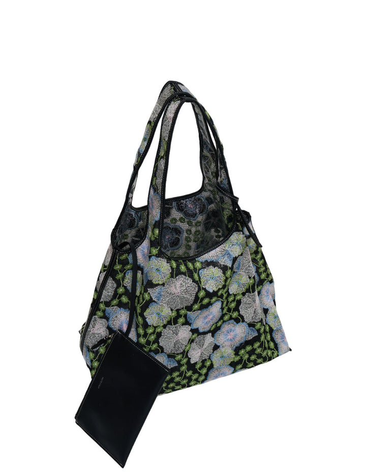 Embroidered Floral Mesh Market Bag