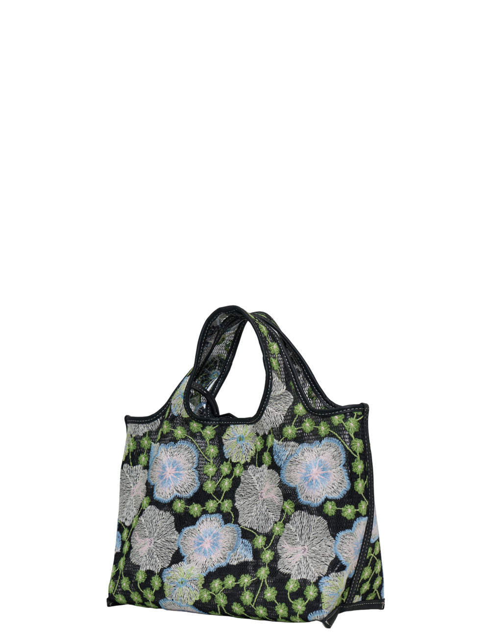 Embroidered Floral Mesh Mini Market Bag