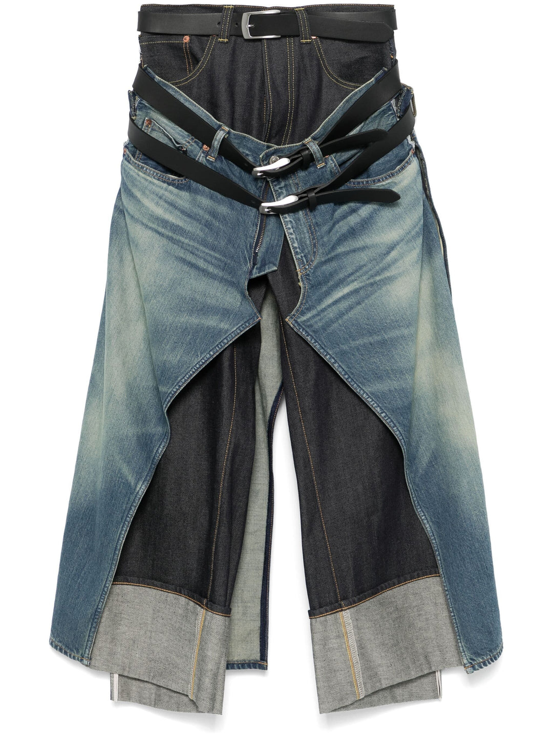Cotton Selvedge Denim X Leather Jeans