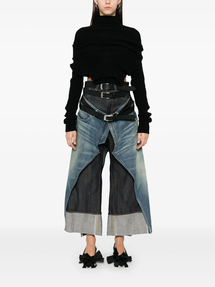 Cotton Selvedge Denim X Leather Jeans