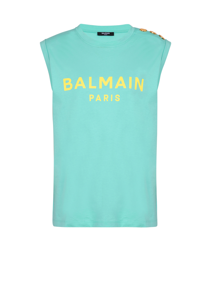 3 Button Balmain Print Tank Top