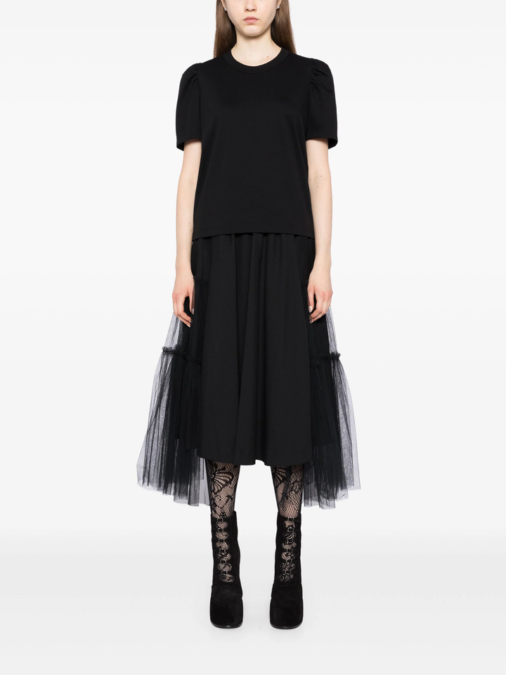 Wool Oxford Nylon Tulle Skirt