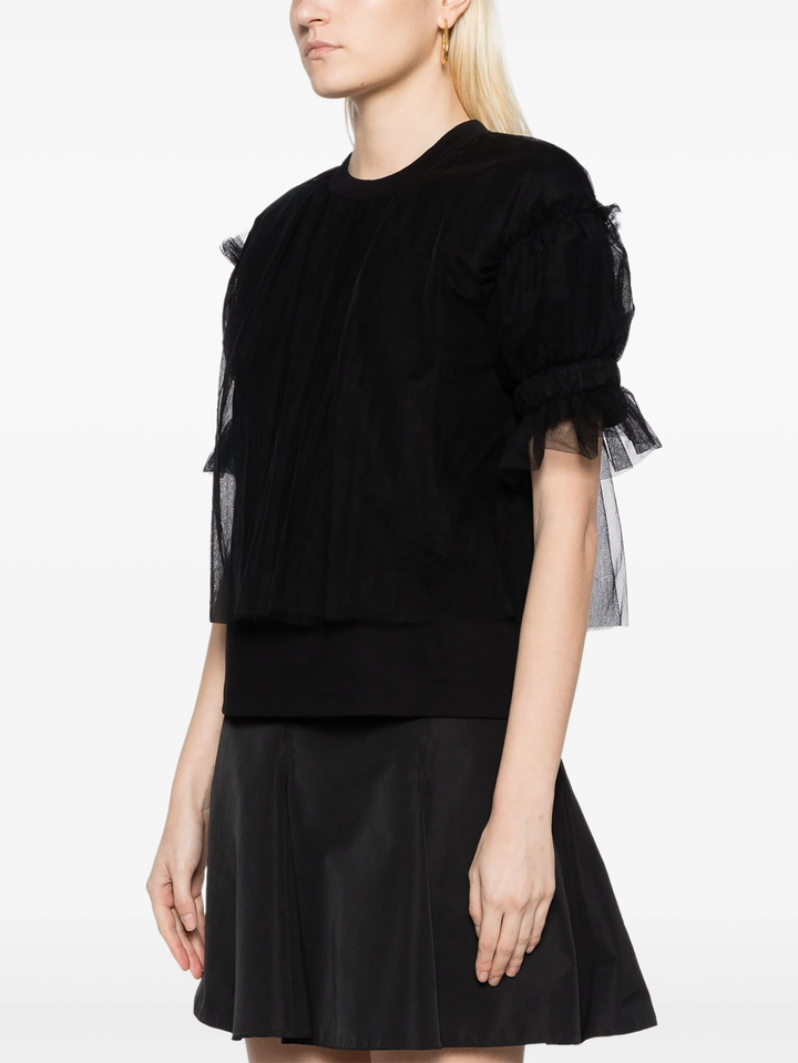 Cotton Ponte X Nylon Tulle Tee