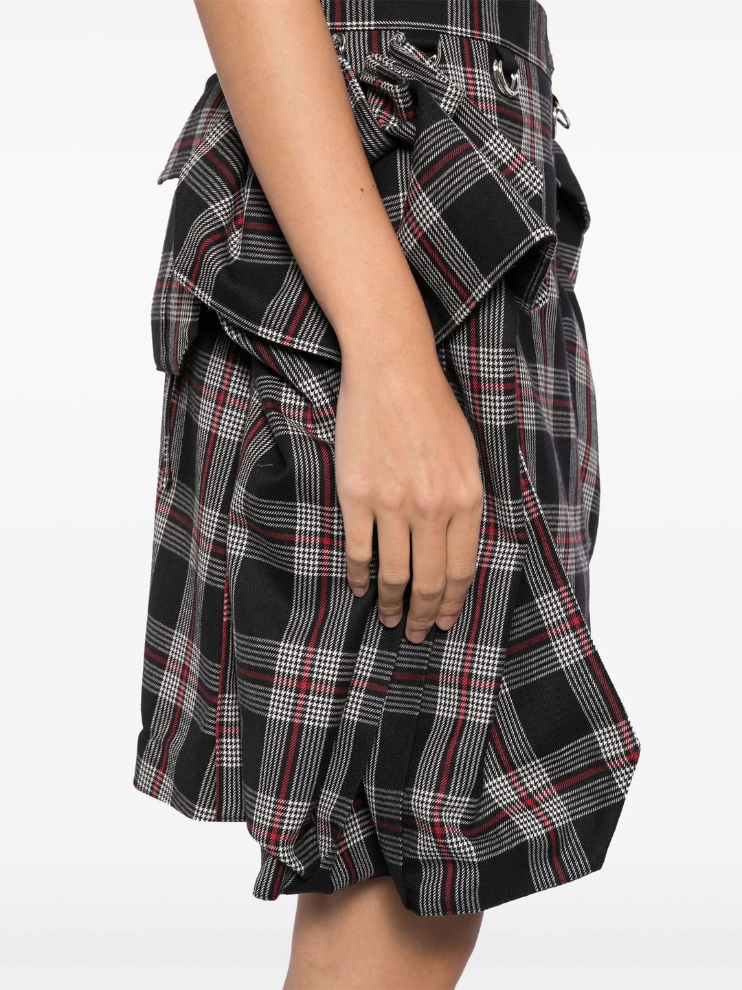 Check Pattern Wool Gabardine Skirt