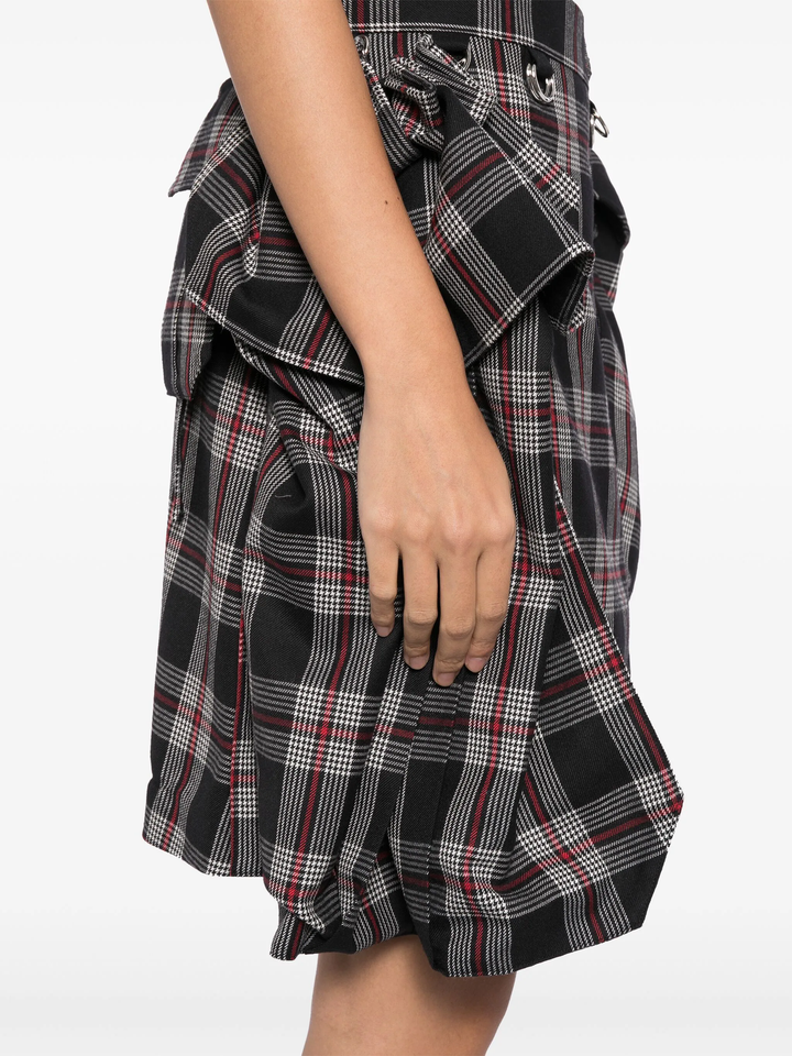 Check Pattern Wool Gabardine Skirt