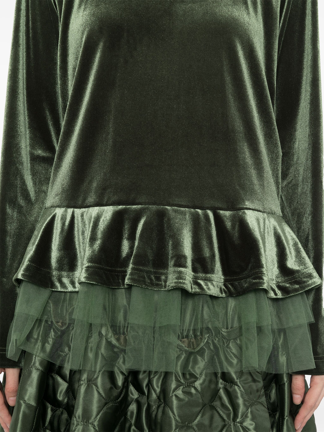 Velour Stretch X Nylon Tulle T-Shirt