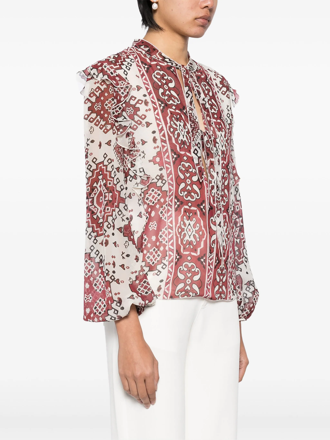 Georgette Printed Ruffles Blouse