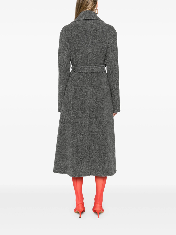 Long Slim Double Breasted Belt Coat