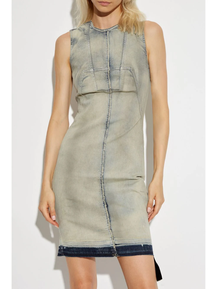 Splintered Denim Dress In Sky