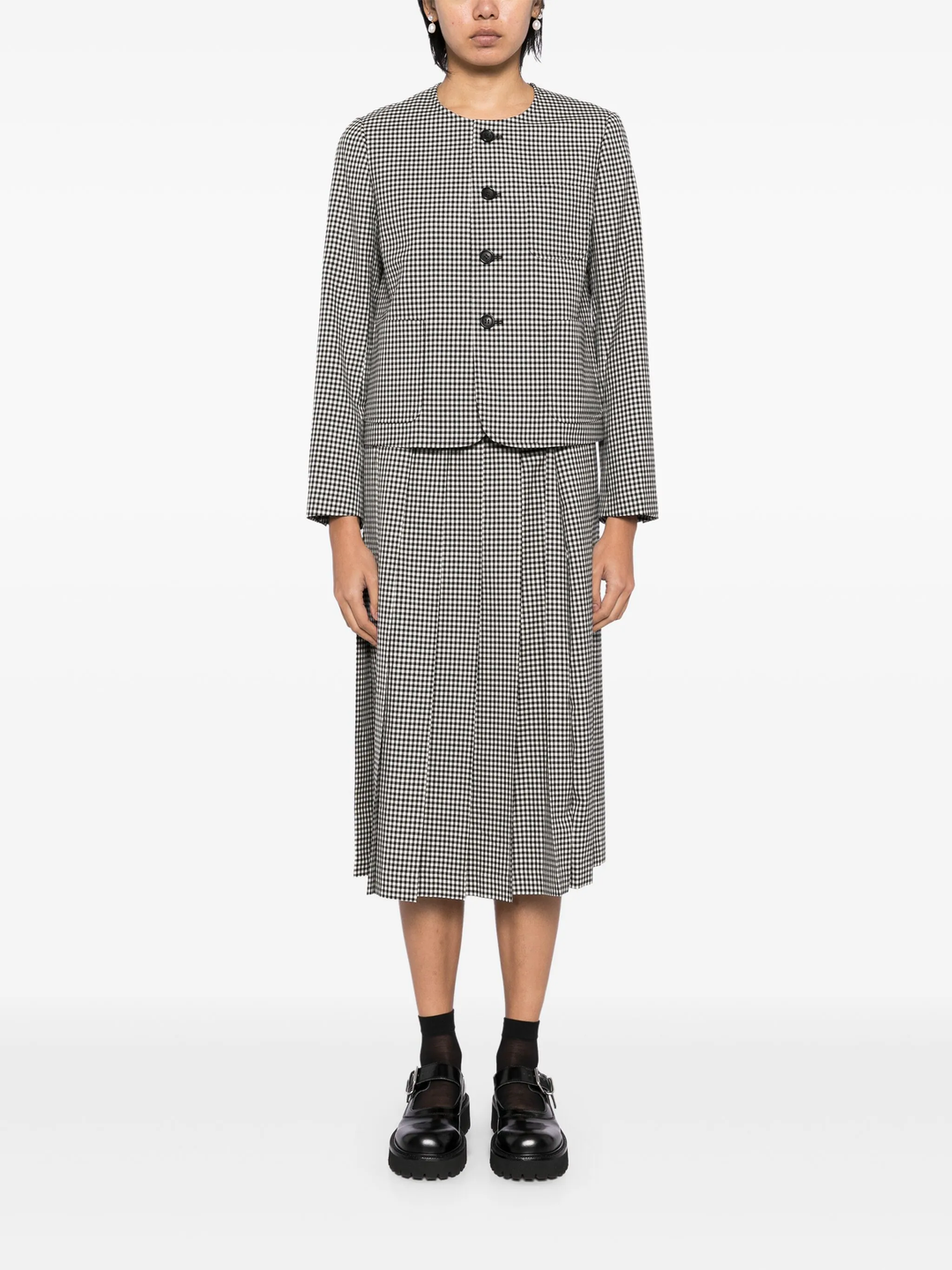 Wool Gingham Check Skirt