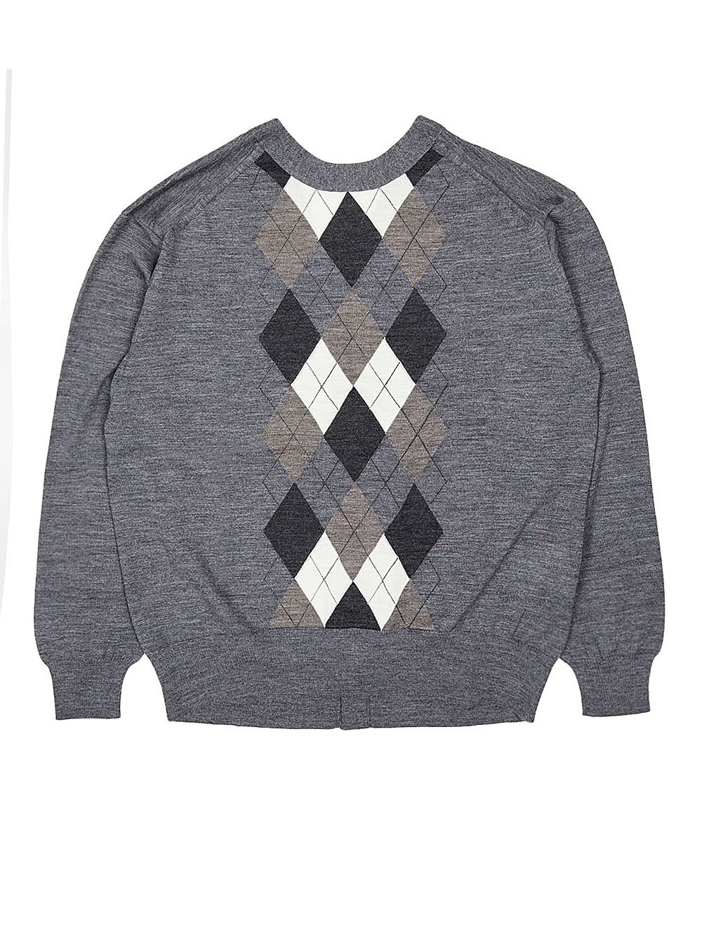 Worsted Wool Jersey Argyle Patch Cardigan