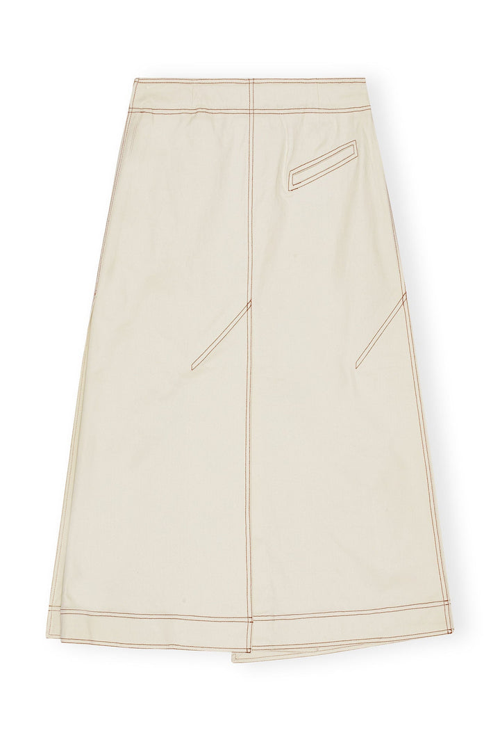 Herringbone Canvas Long Wrap Skirt