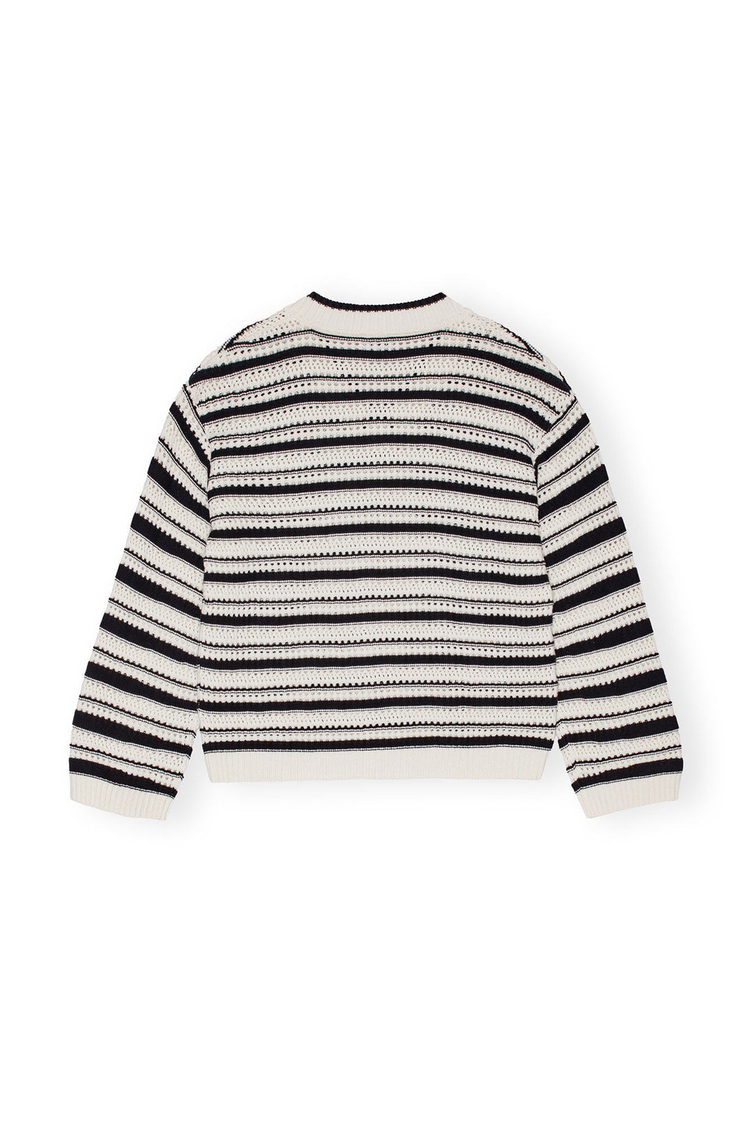 Striped Cotton Pointelle V-Neck Sweatshirt