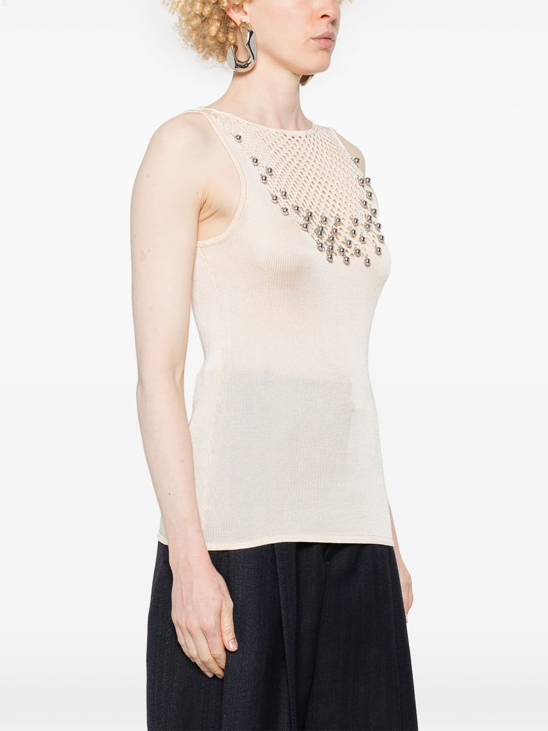 Bead-Embellished Knit Top