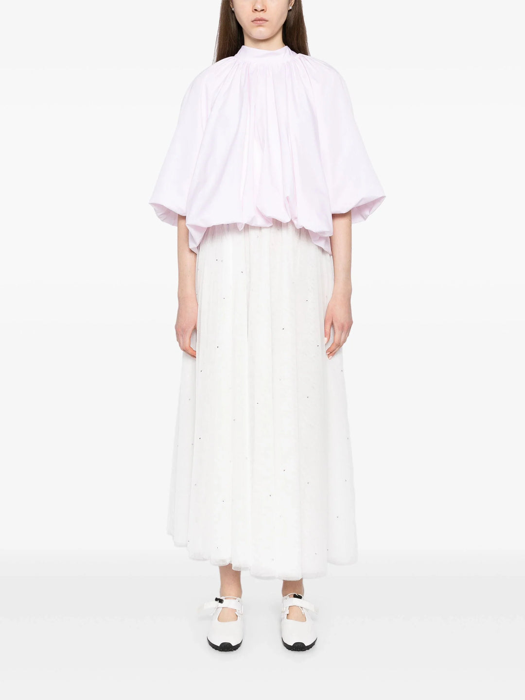 Puff Sleeve Back Bow Balloon Top