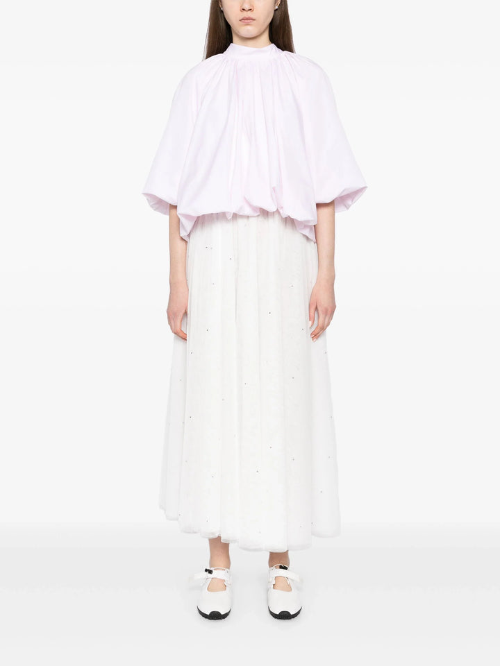 Puff Sleeve Back Bow Balloon Top