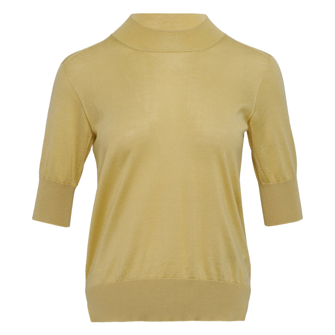 Wool Silk Crewneck Short Sleeve Sweater