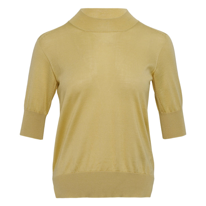Wool Silk Crewneck Short Sleeve Sweater