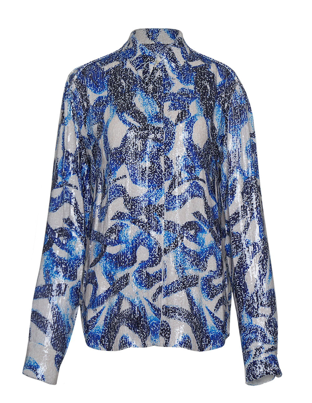 Swirl Print Sequin Shirt