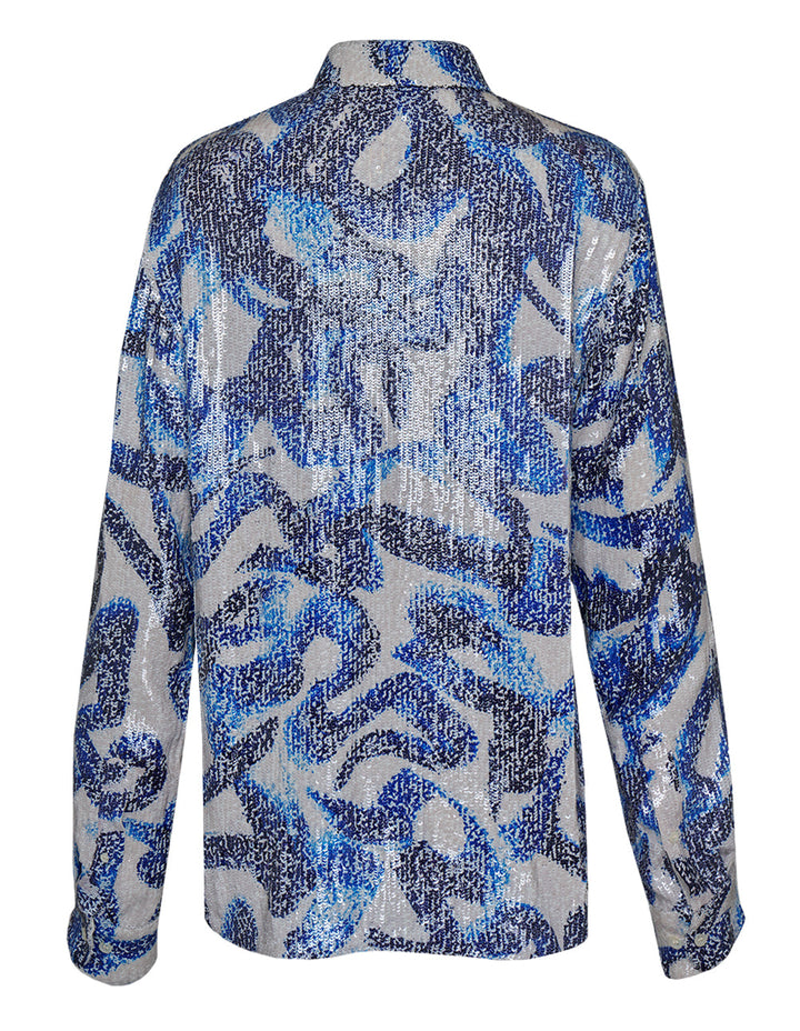 Swirl Print Sequin Shirt