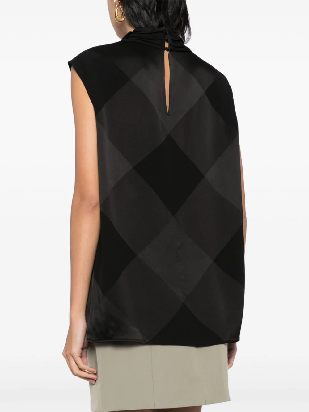 Draped Collar Sleeveless Top