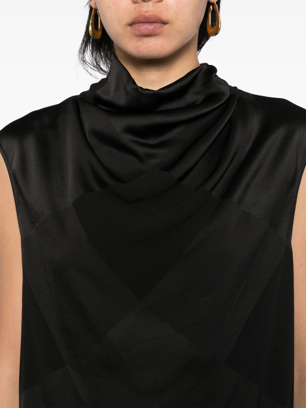 Draped Collar Sleeveless Top