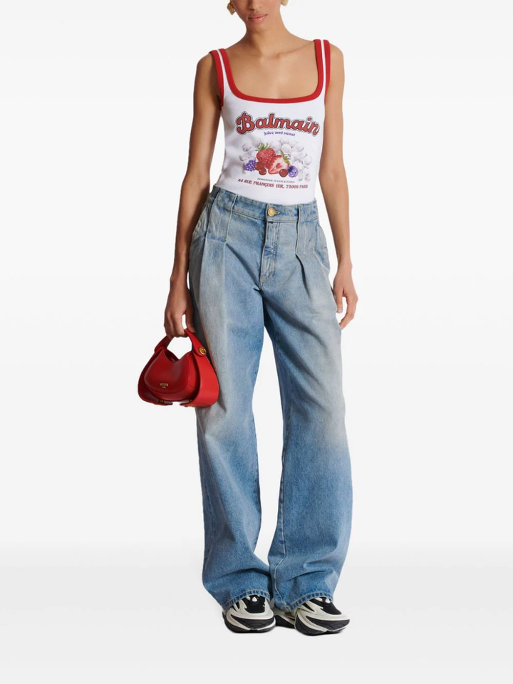 Pleated Loose Denim Pants