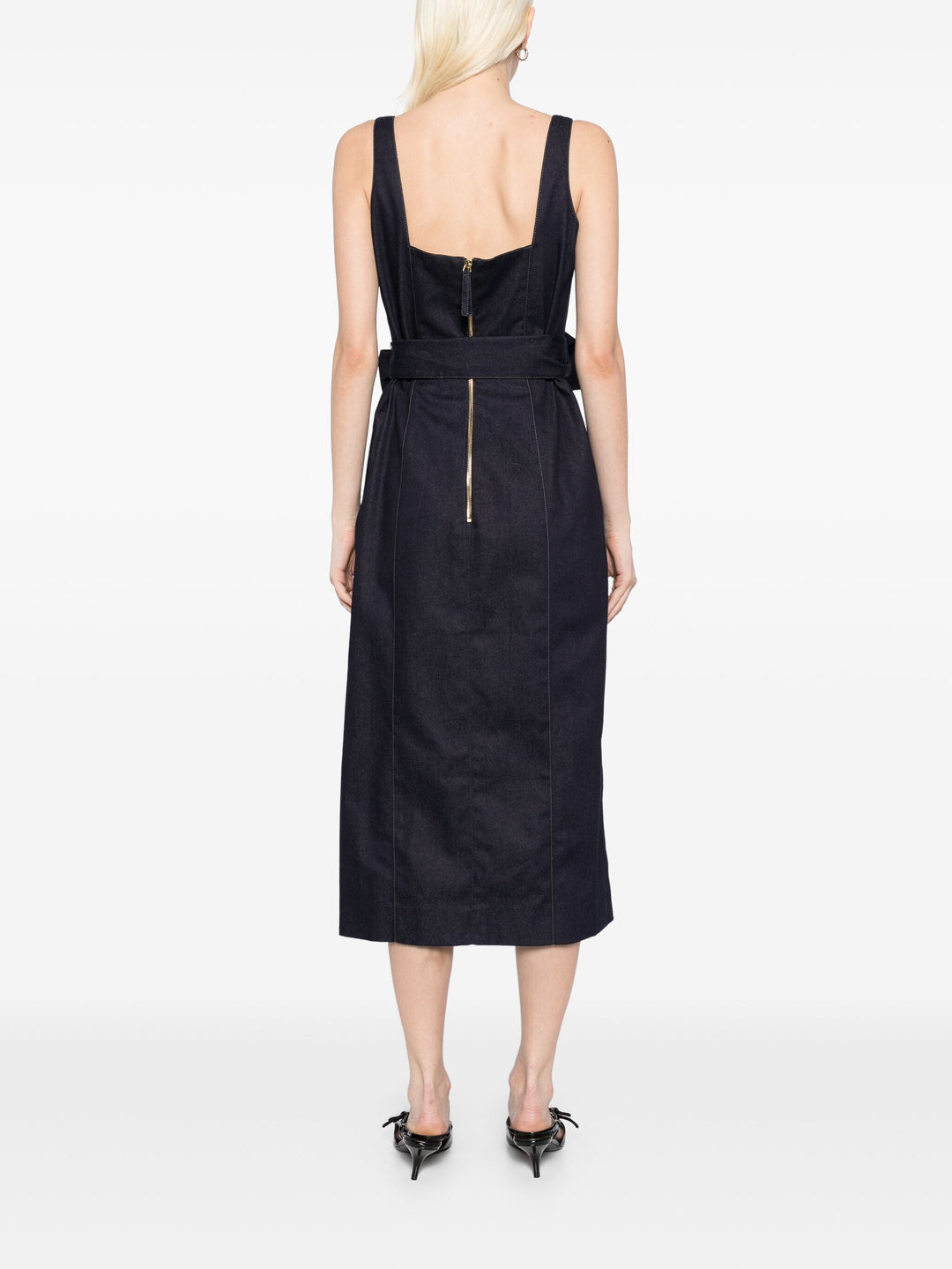 Scoop Neck Seamed Midi Dress