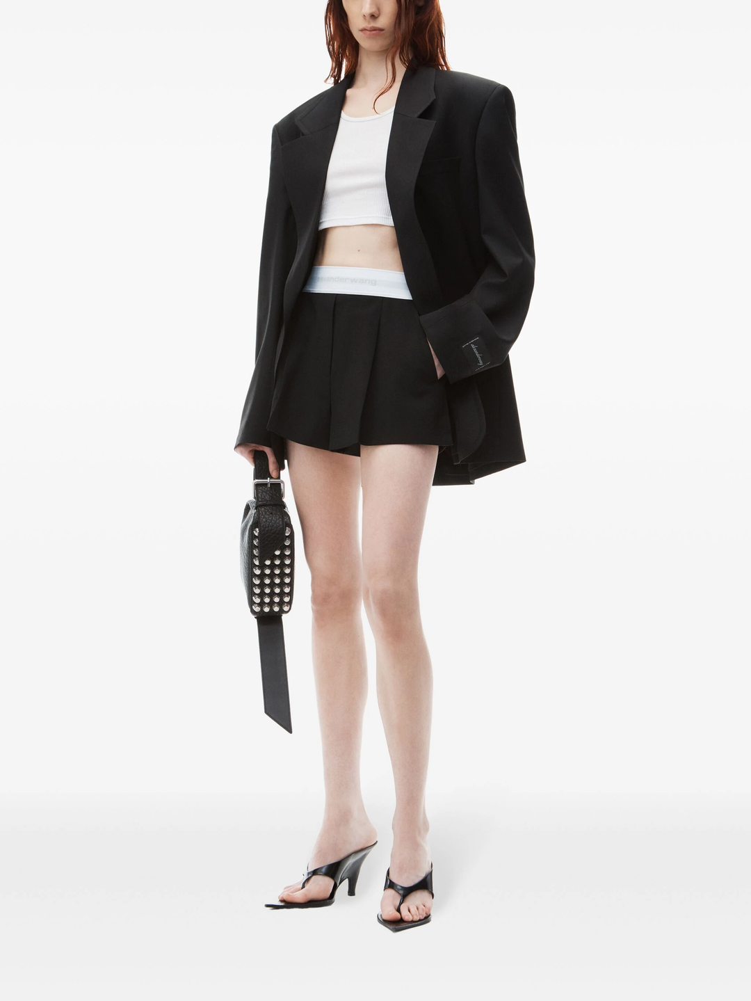 High-Waist Pleated Logo Short