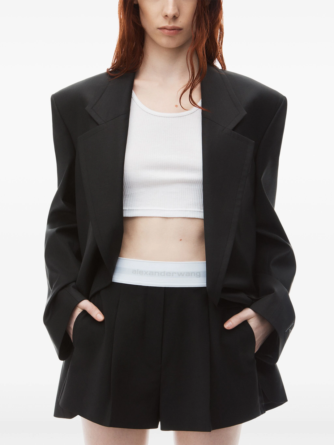 High-Waist Pleated Logo Short
