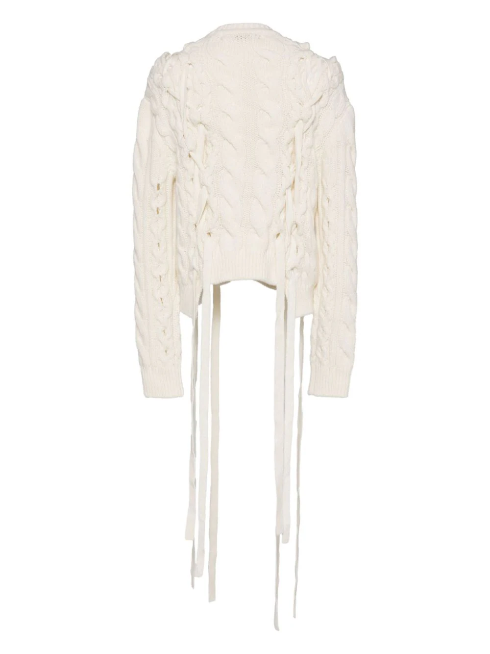 Ivory Ribbon Tie Knit Pullover