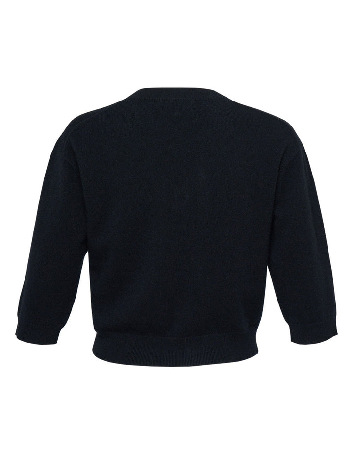 Recycled Cashmere V-Neck Cropped Sweater