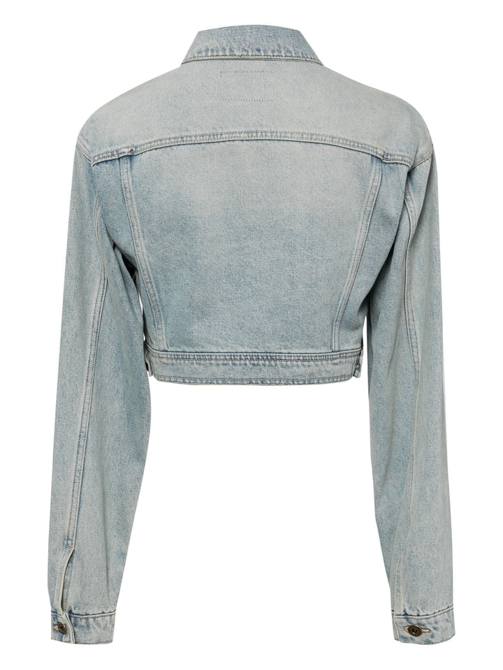 Sky Blue Womens Cropped Denim Blouson