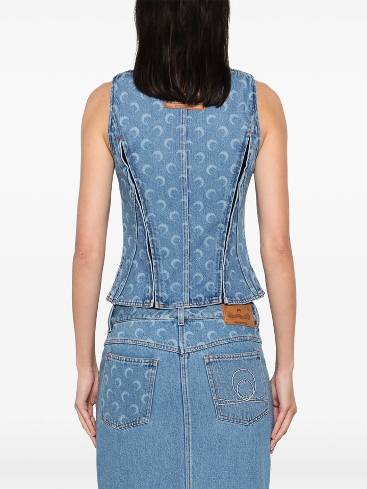 Moon Laser Denim Corset Top