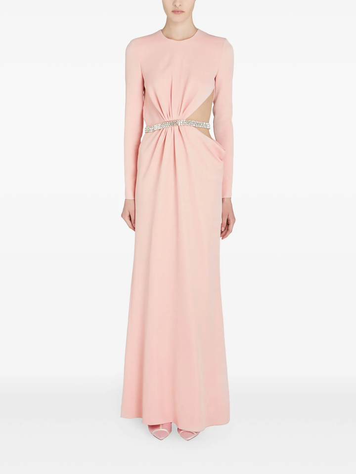 Quartz Rose Openwork Rhinestone Dress