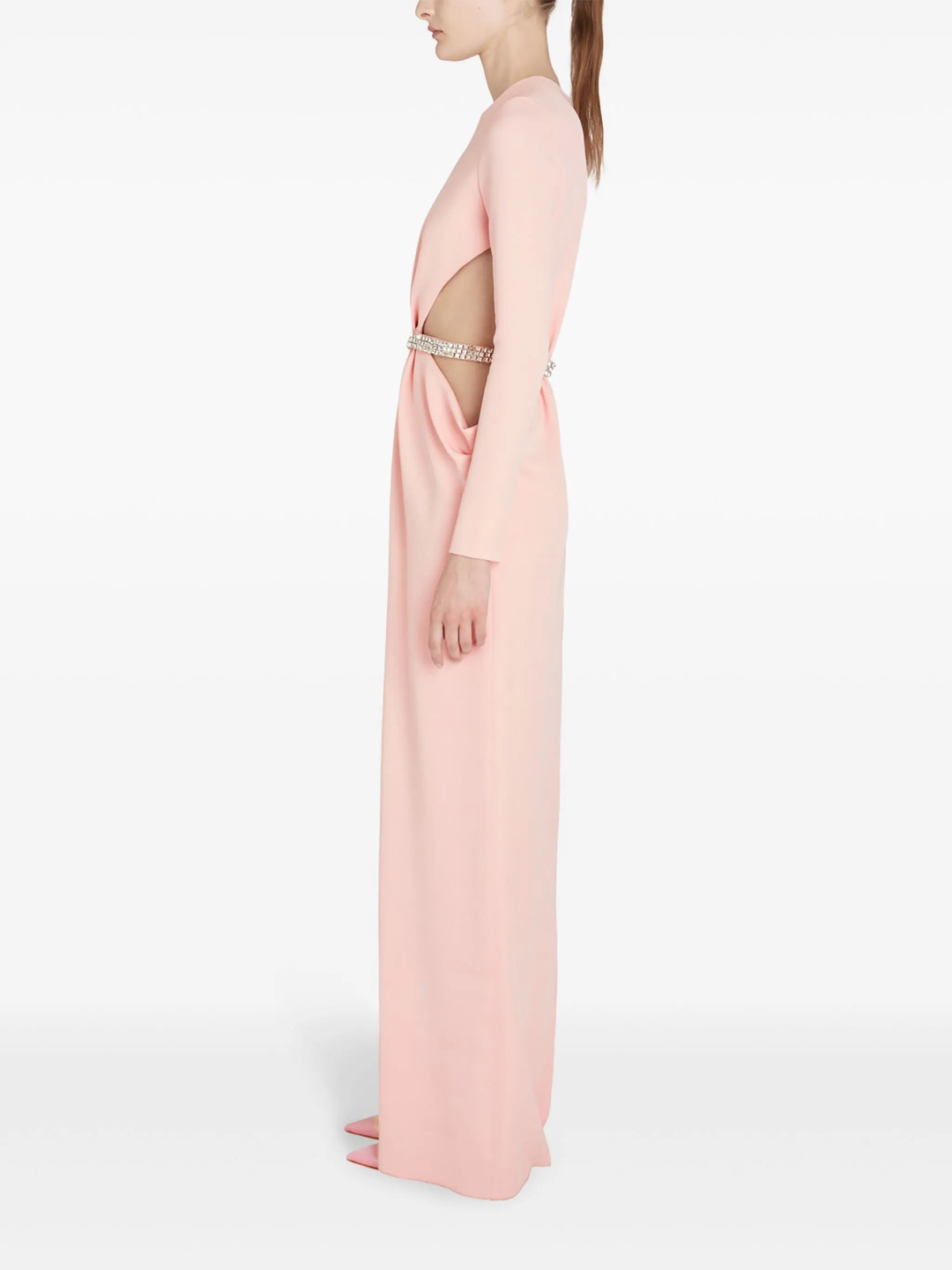 Quartz Rose Openwork Rhinestone Dress