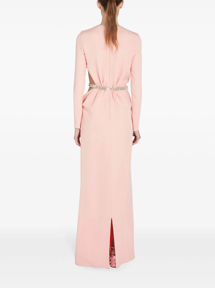 Quartz Rose Openwork Rhinestone Dress