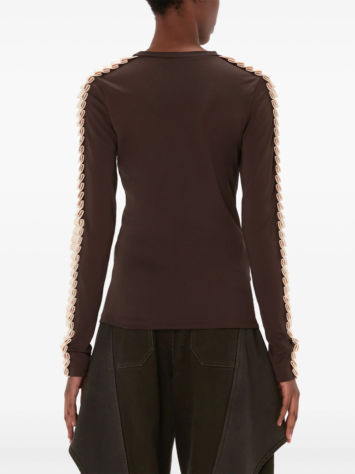 Pleated Trim Long Sleeve Underpinning Top