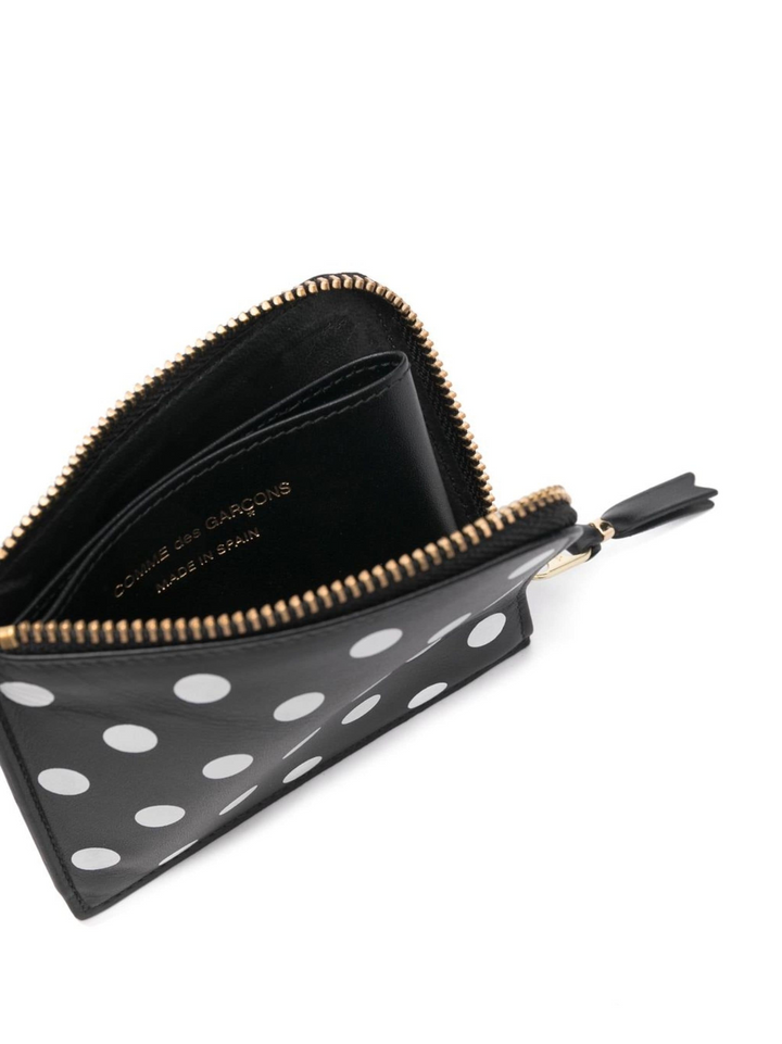 Dots Printed L-Shape Zip Wallet