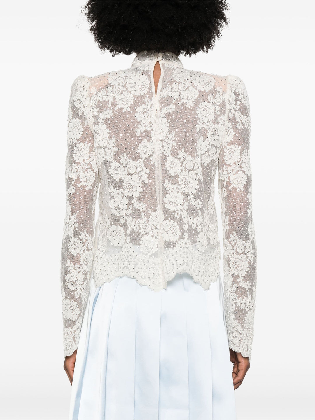 White Rhinestone Lace Top