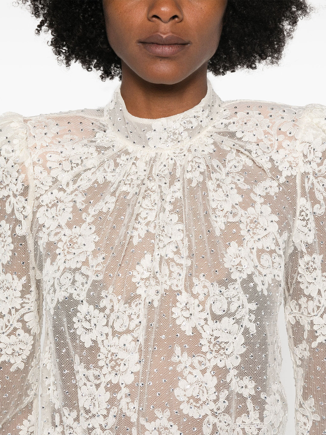 White Rhinestone Lace Top