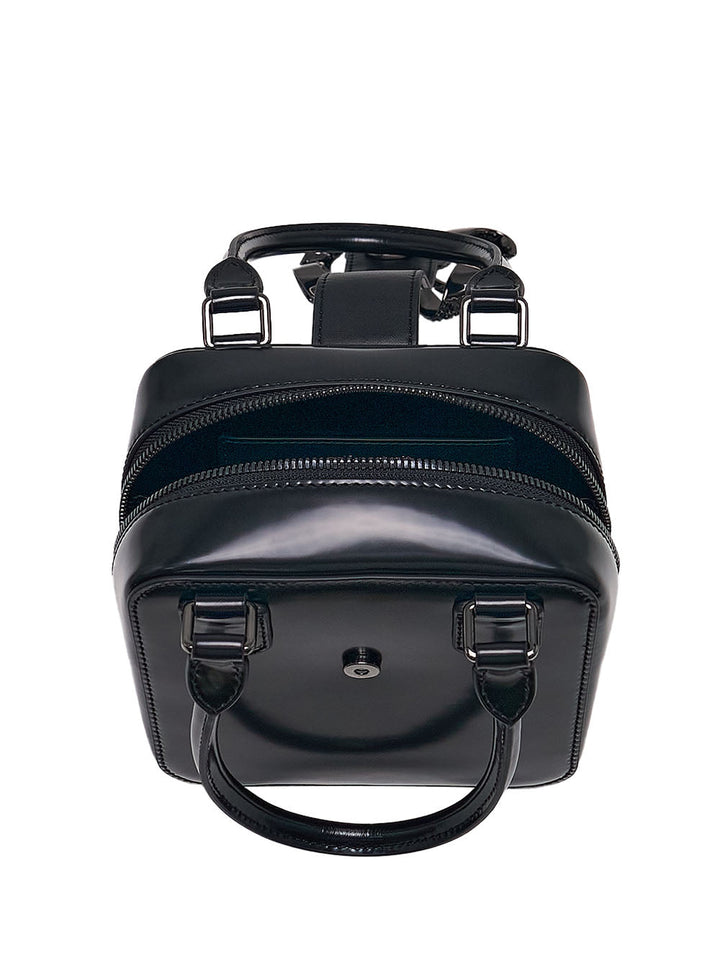 Black Leather Square Mini Tote