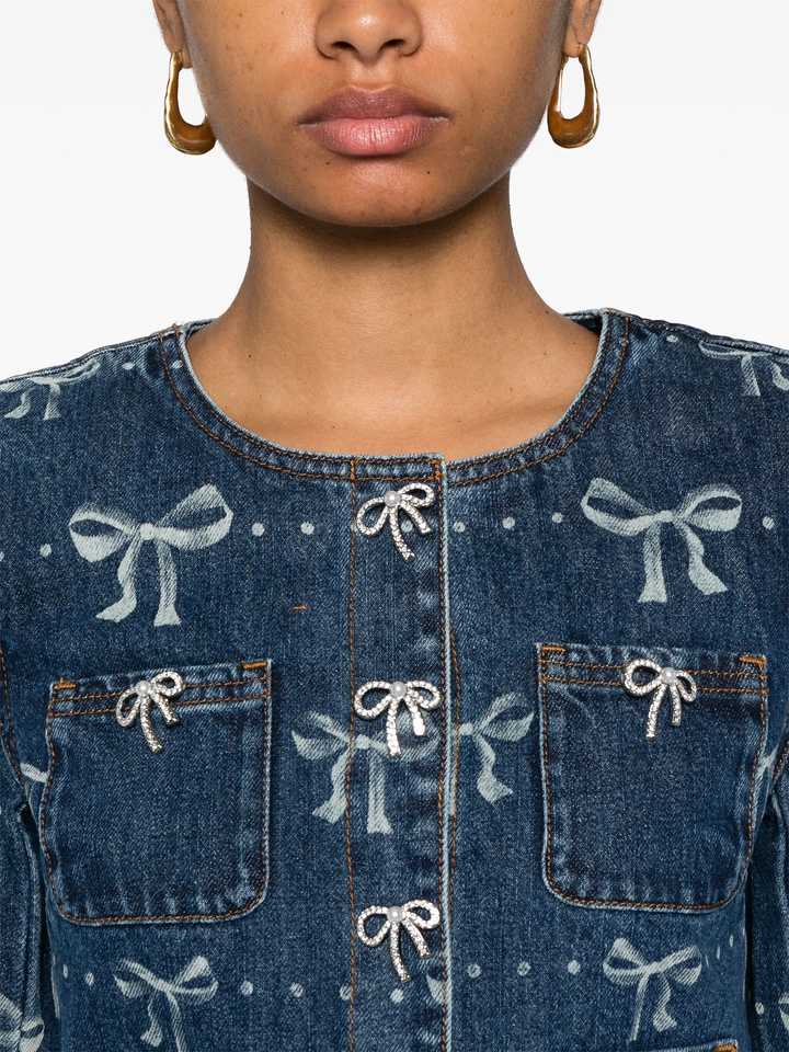 Bow Print Denim Jacket