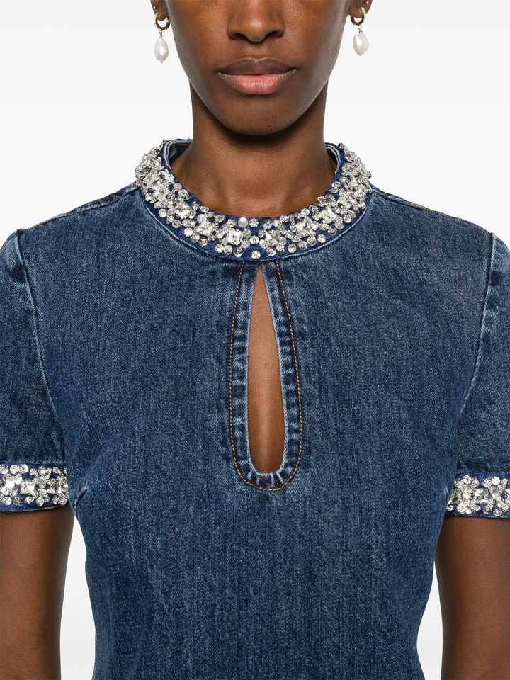 Embellished Denim Mini Dress