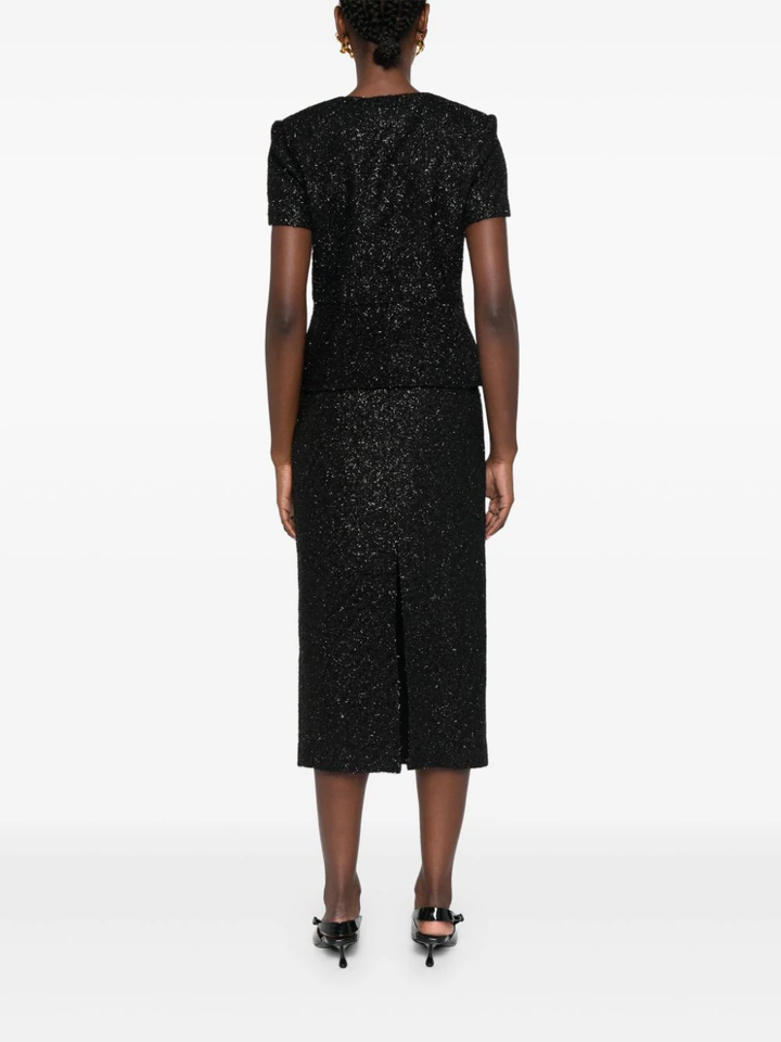 Black Tinsel Boucle Tailored Dress